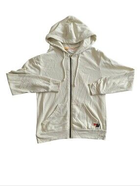 Aviator Nation Cream Zip-Up Hoodie with Logo Size S